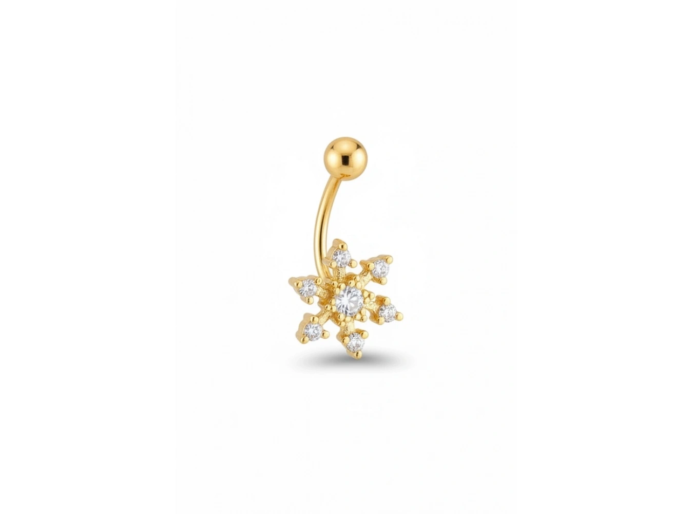 Altın Renk Kar Tanesi Figürlü Cerrahi Çelik Roof Küpe/Piercing (Tek)