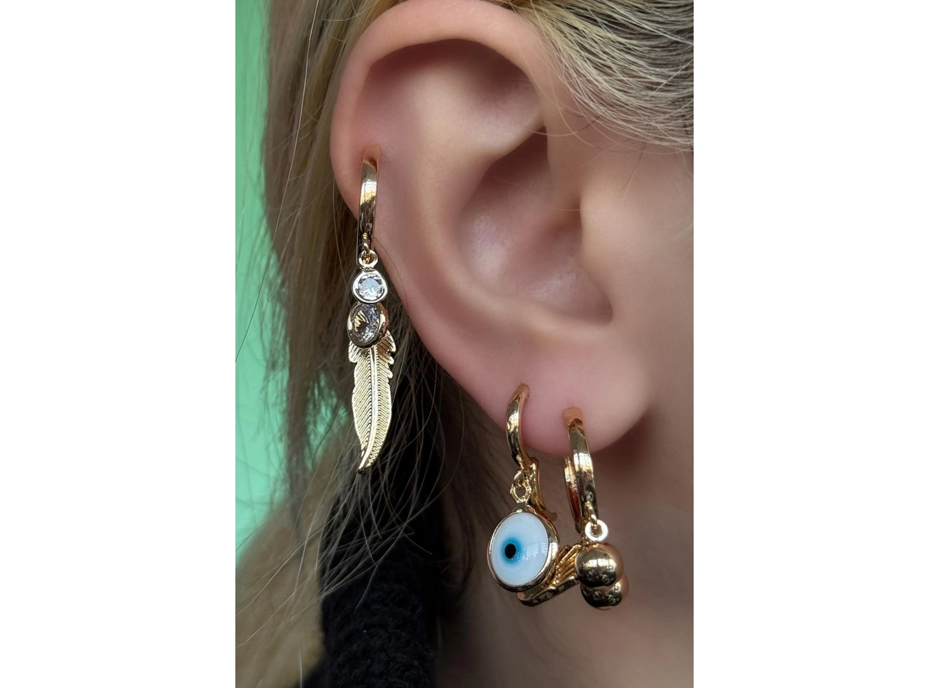 Altın Renk Karışık Figürlü 3lü Küpe Set