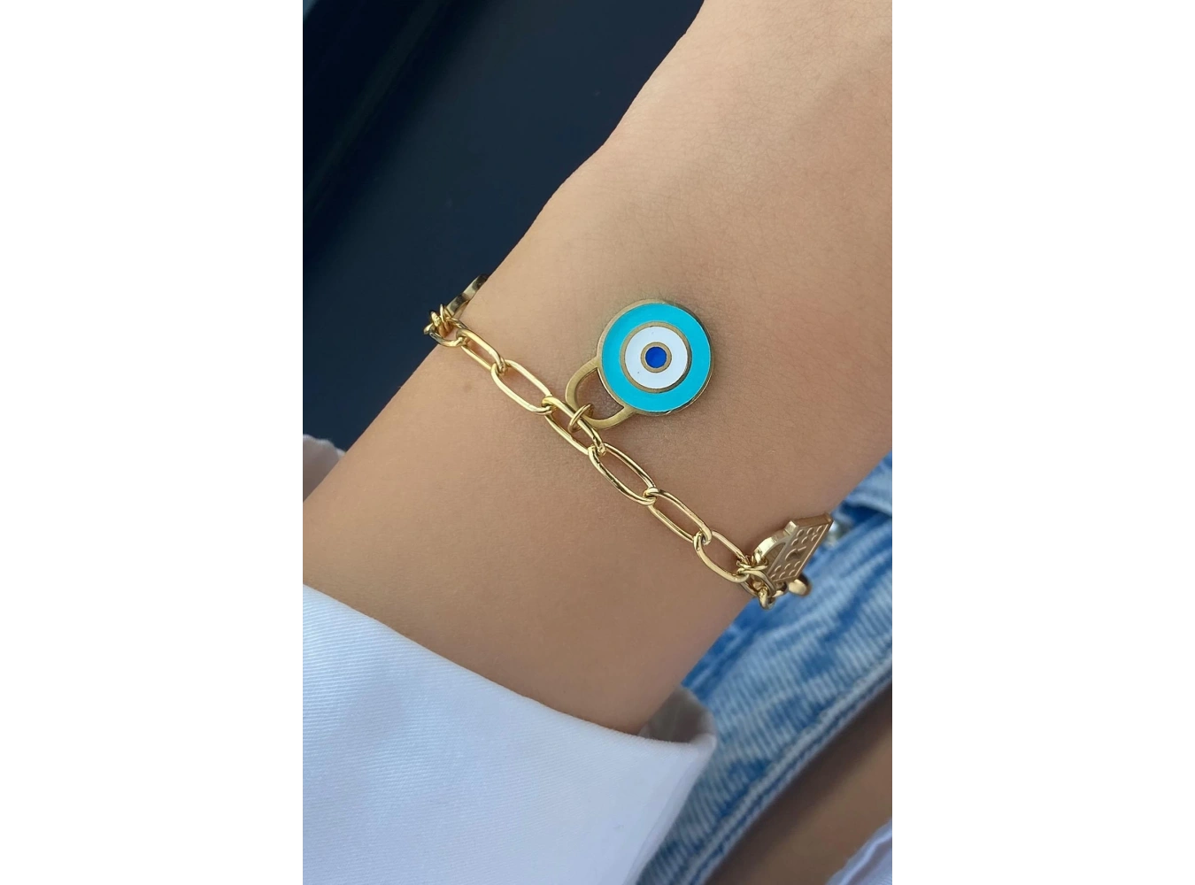 Altın Renk Karışık Figürlü Çelik Bileklik