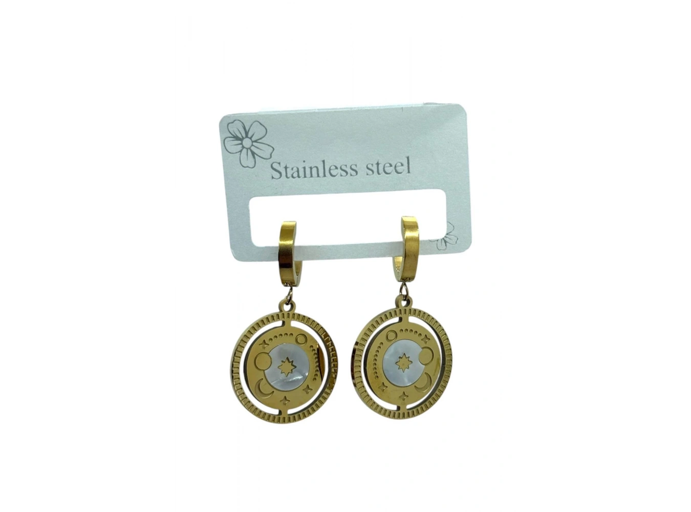 Altın Renk Karışık Figürlü Çelik Küpe (Çift)