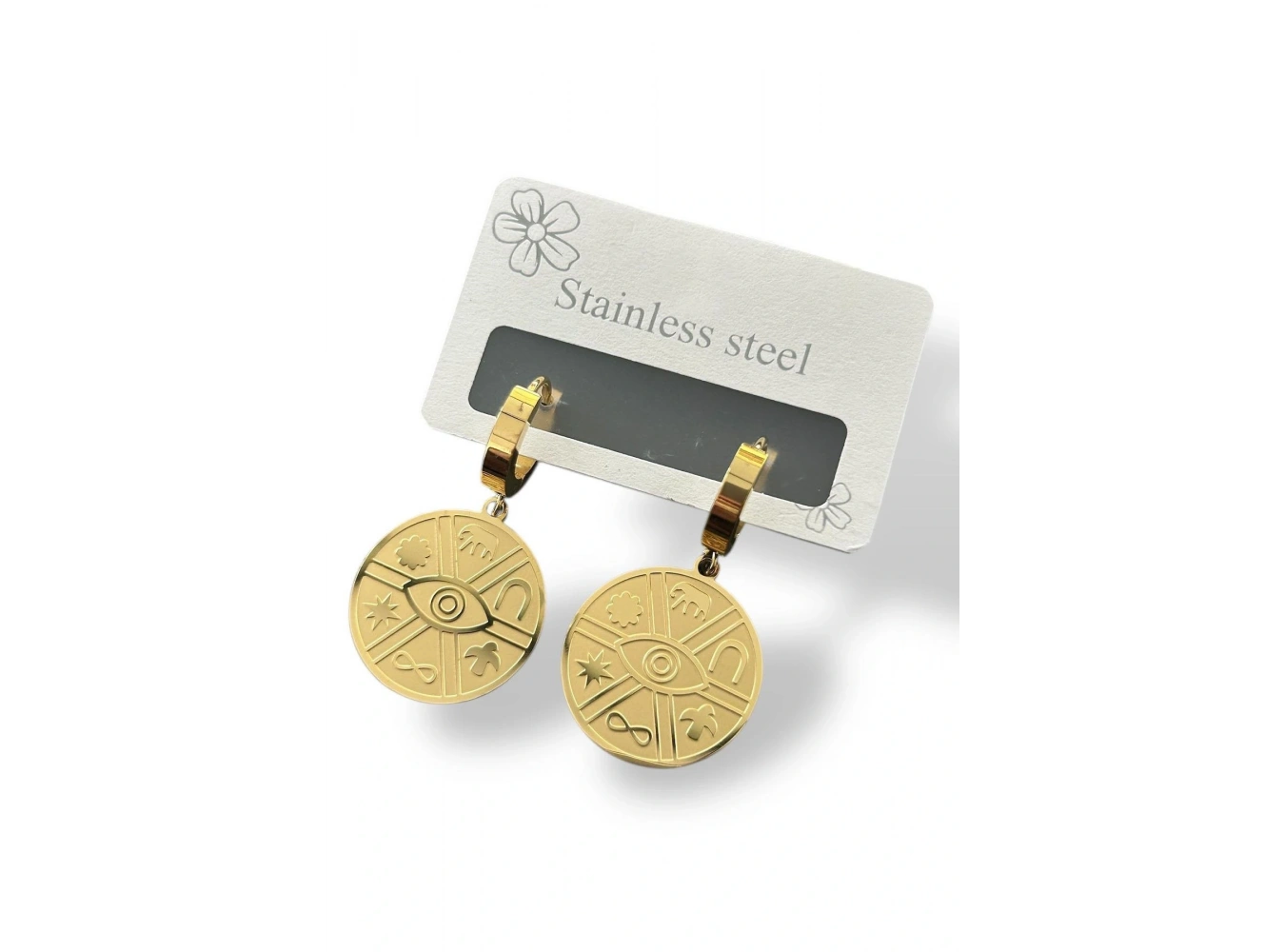 Altın Renk Karışık Figürlü Çelik Küpe (Çift)