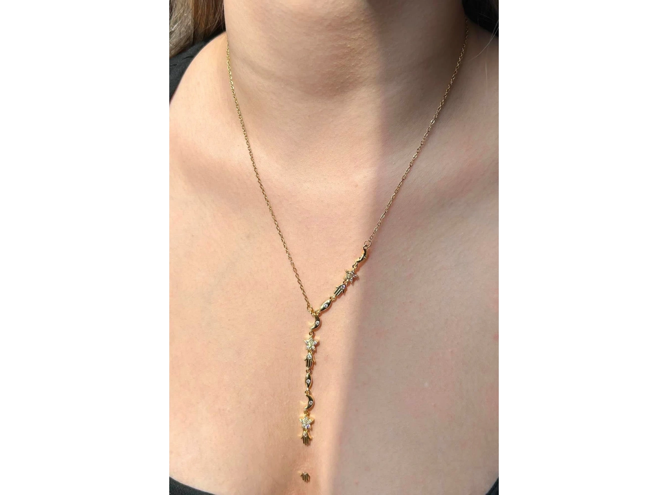 Altın Renk Karışık Figürlü Çelik Y Kolye