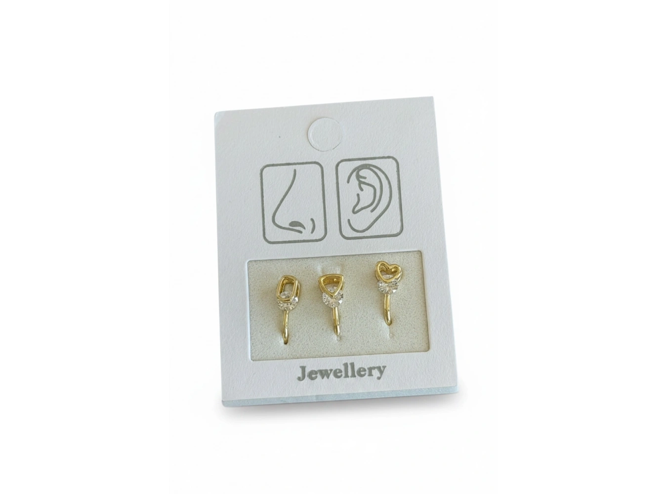 Altın Renk Karışık Figürlü Deliksiz Kulak/Burun 3lü Piercing Set
