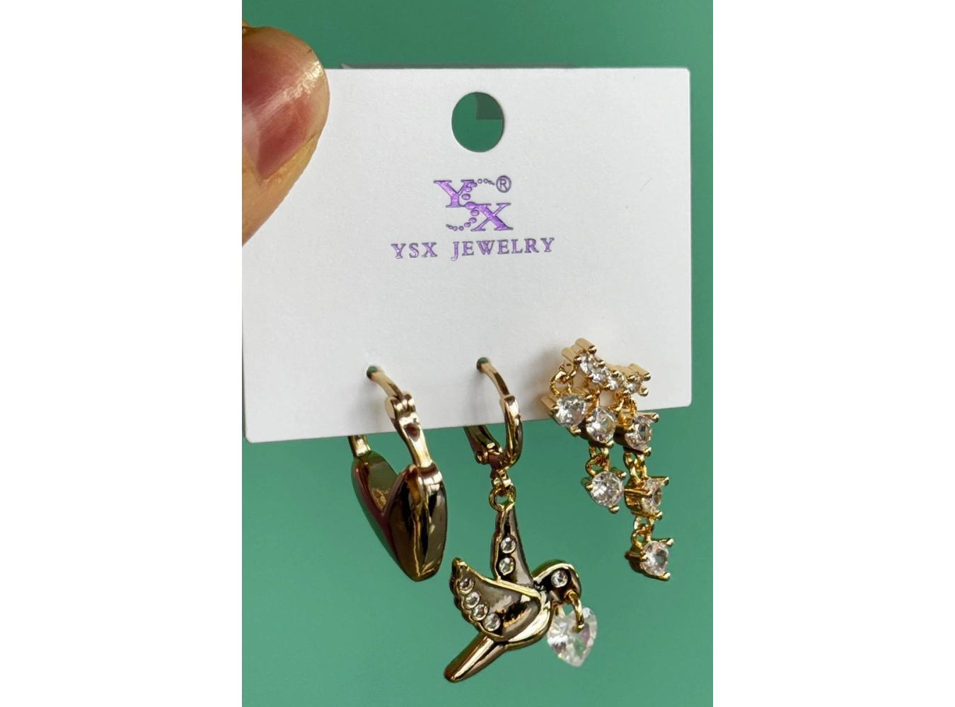 Altın Renk Karışık Figürlü Taş Detaylı  VİP 3lü YSX Küpe Set