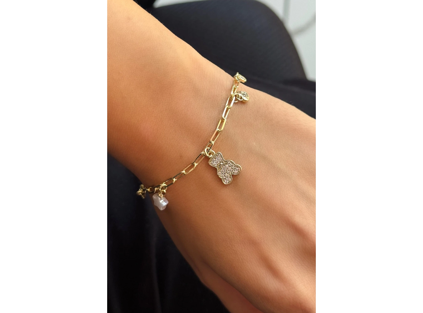 Altın Renk Karışık Figürlü Taş Detaylı VİP YSX Bileklik