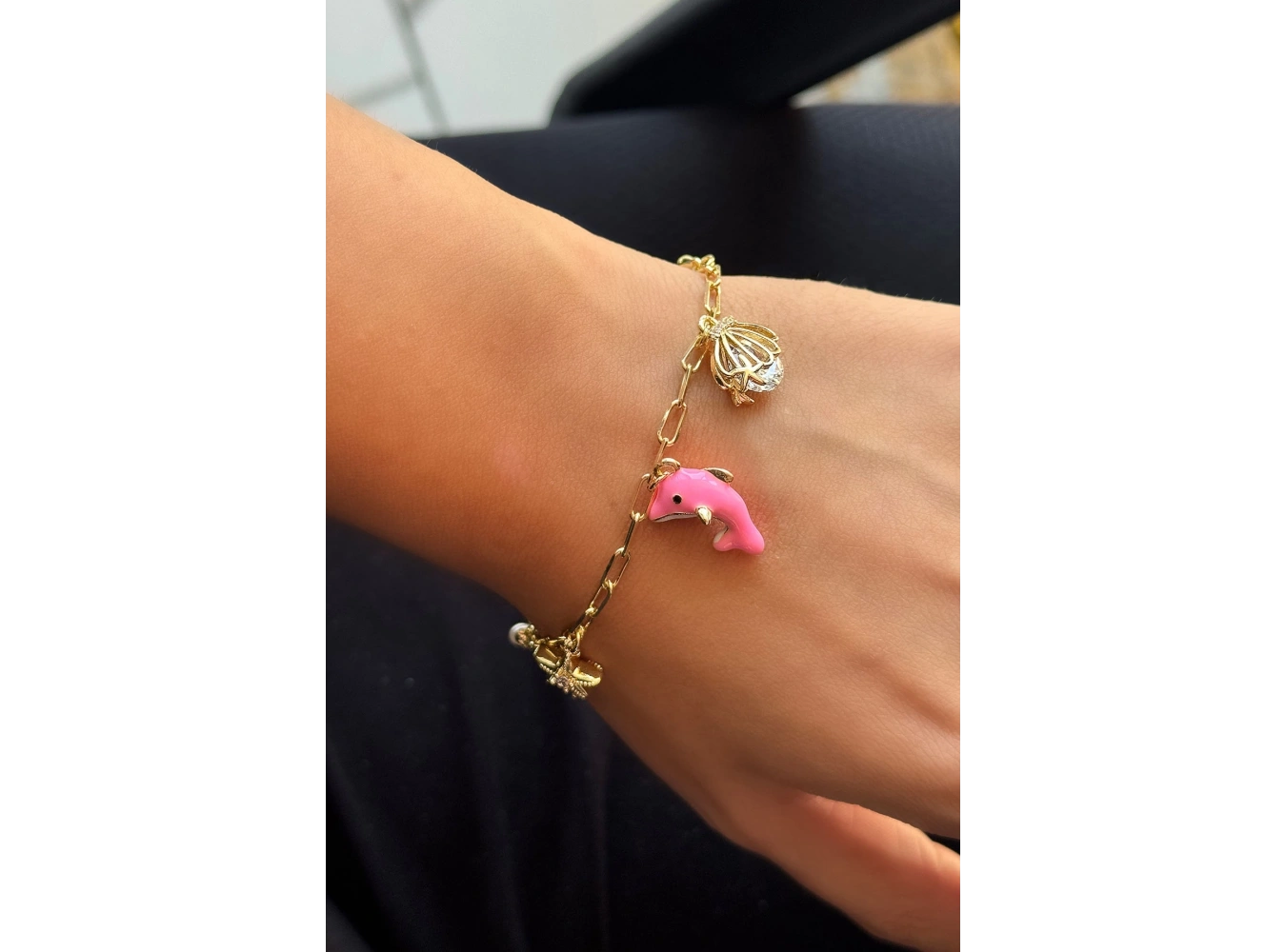 Altın Renk Karışık Figürlü Taş Detaylı YSX Bileklik