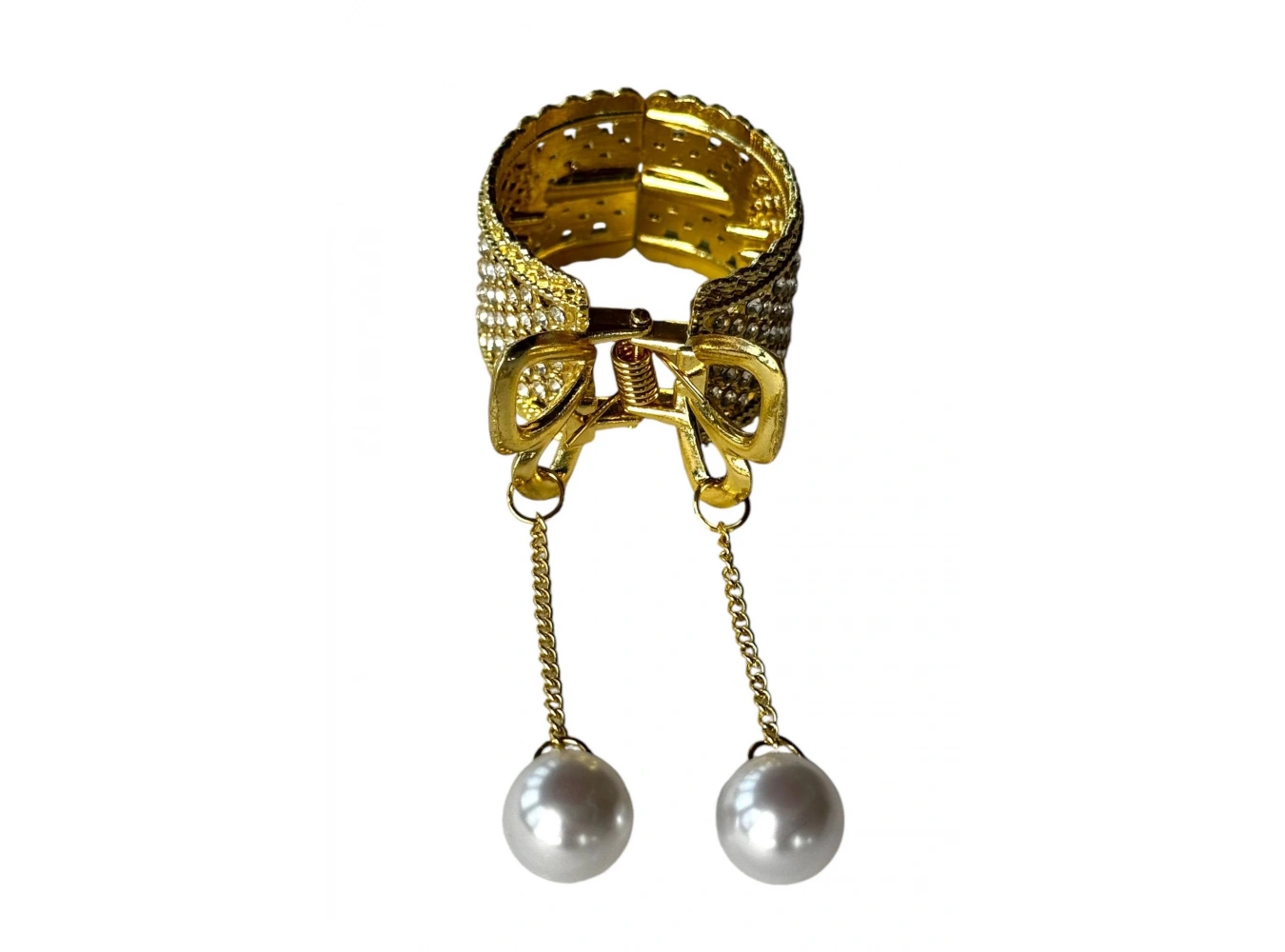 Altın Renk Kelebek Figürlü İnci Detaylı Mandal Toka