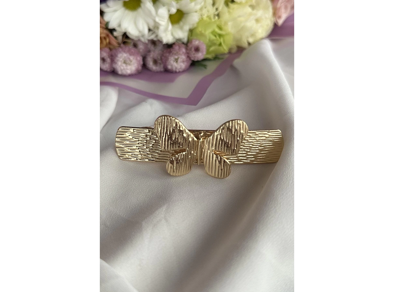 Altın Renk Kelebek Figürlü Metal Otomat Toka