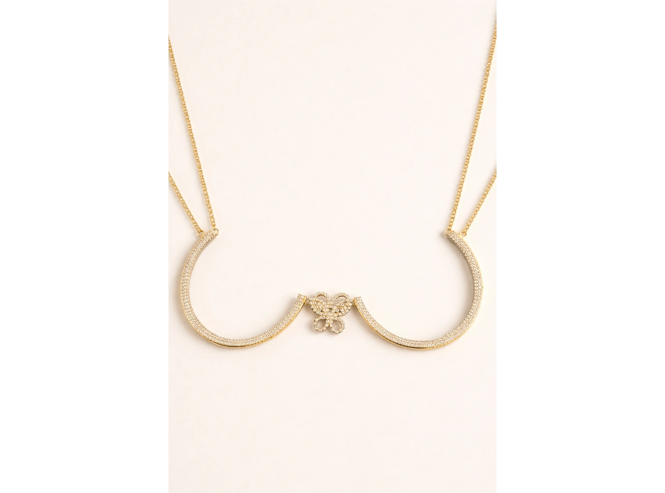 Altın Renk Kelebek Figürlü Taş Detaylı Tasarım Vücut Aksesuar