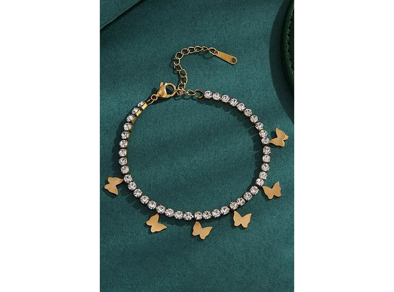 Altın Renk Kelebek Figürlü Taşlı Su Yolu Bileklik