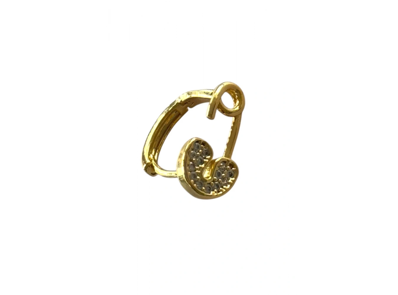 Altın Renk Kilit Figürlü Taş Detaylı Cerrahi Çelik Halka Tragus/Kıkırdak Küpe/Piercing (Tek)