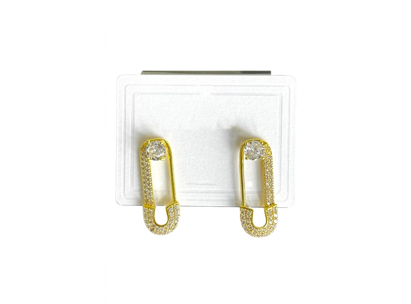 Altın Renk Kilit Figürlü Taş Detaylı Küpe (Çift)