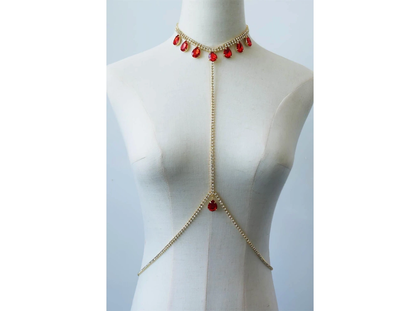 Altın Renk Kırmızı Taşlı Vücut Aksesuarı