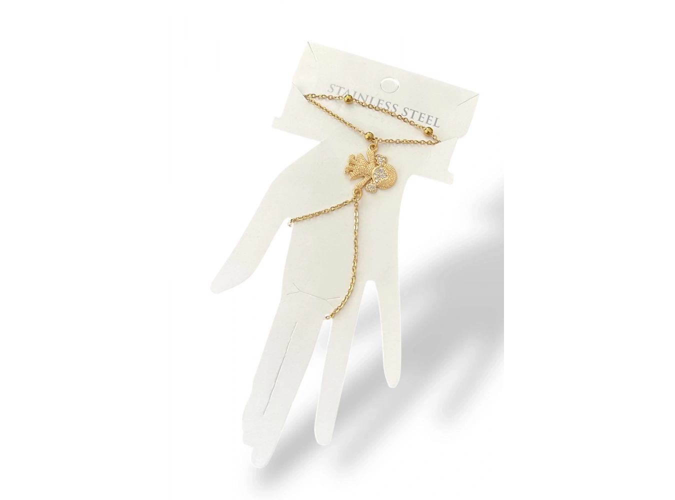 Altın Renk Kız Figürlü Taş Detaylı Çelik Şahmeran