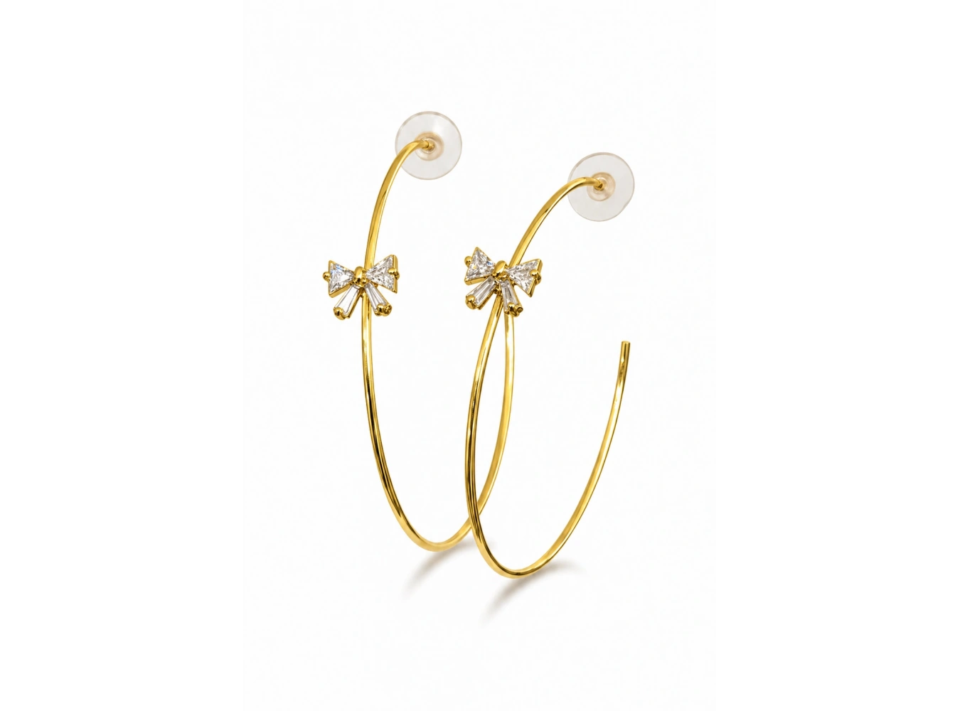 Altın Renk Kurdele Figürlü Halka Küpe (Çift)