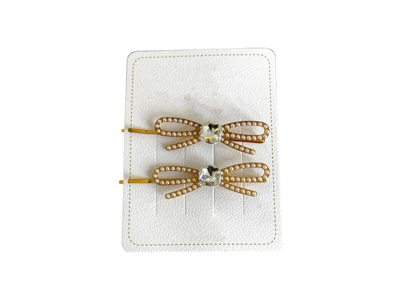 Altın Renk Kurdele Figürlü Taş Detaylı 2li Yan Toka