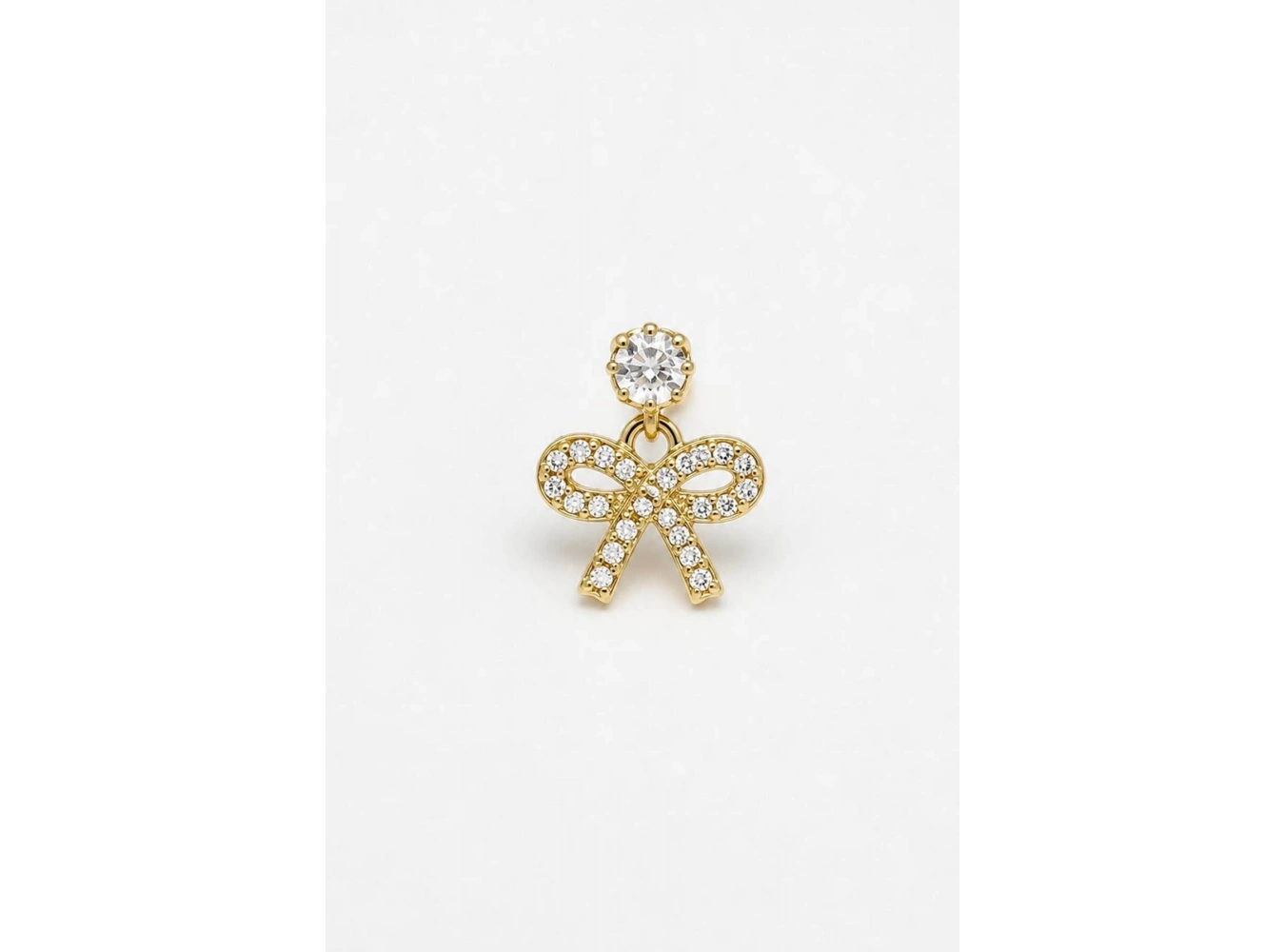 Altın   Renk Kurdele Figürlü  Taşlı Cerrahi Çelik Tragus/Kıkırdak Küpe/Piercing (Tek)