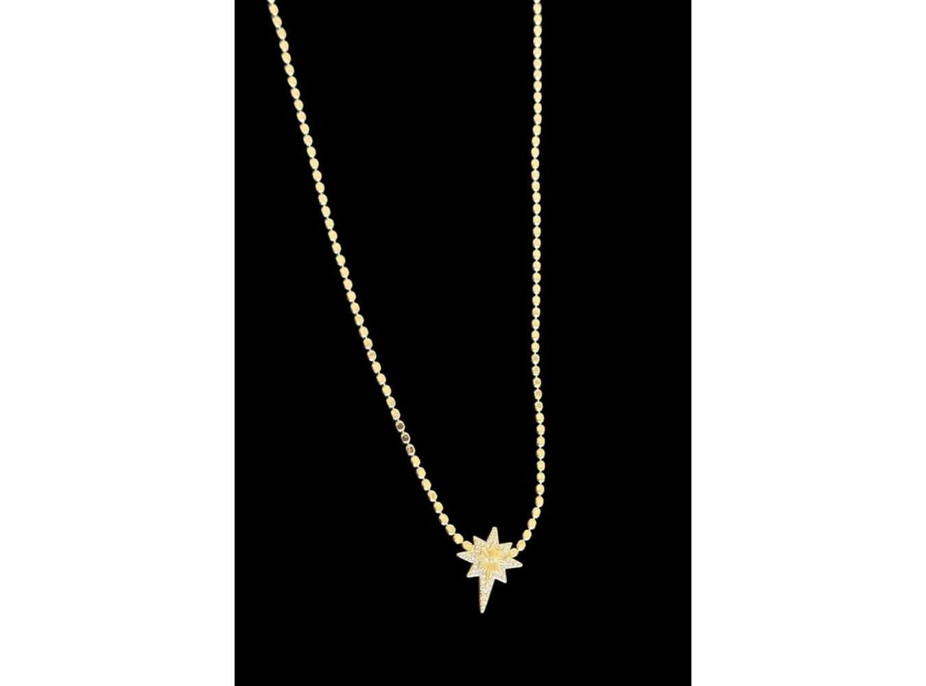 Altın Renk Kuzey Yıldızı Detaylı 14K Altın Kaplama Vip Kolye