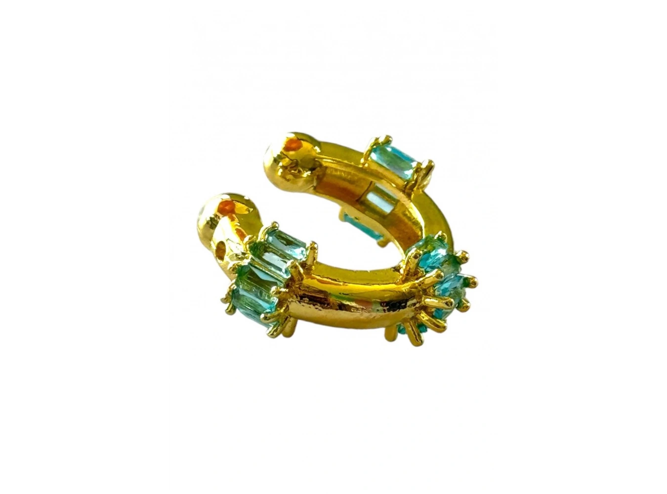 Altın Renk Mavi Taş Detaylı Ear Cuff (Tek)