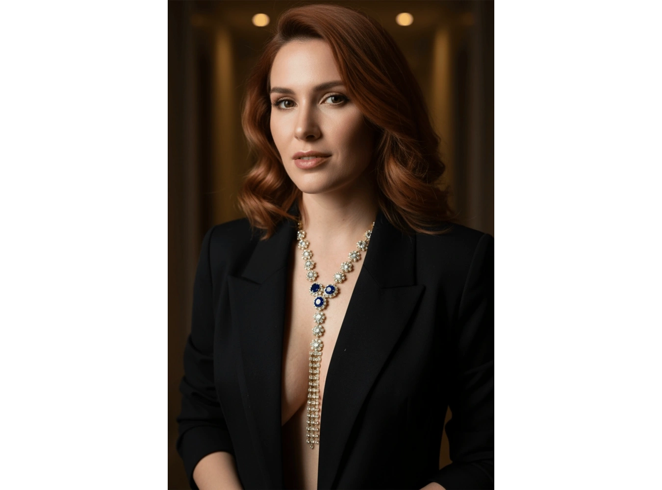 Altın Renk Mavi Taş Detaylı Vücut Aksesuarı