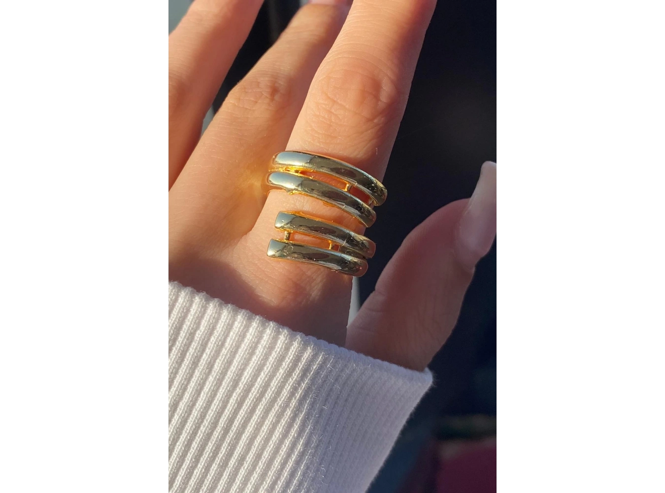 Altın Renk Metal Ayarlanabilir Yüzük