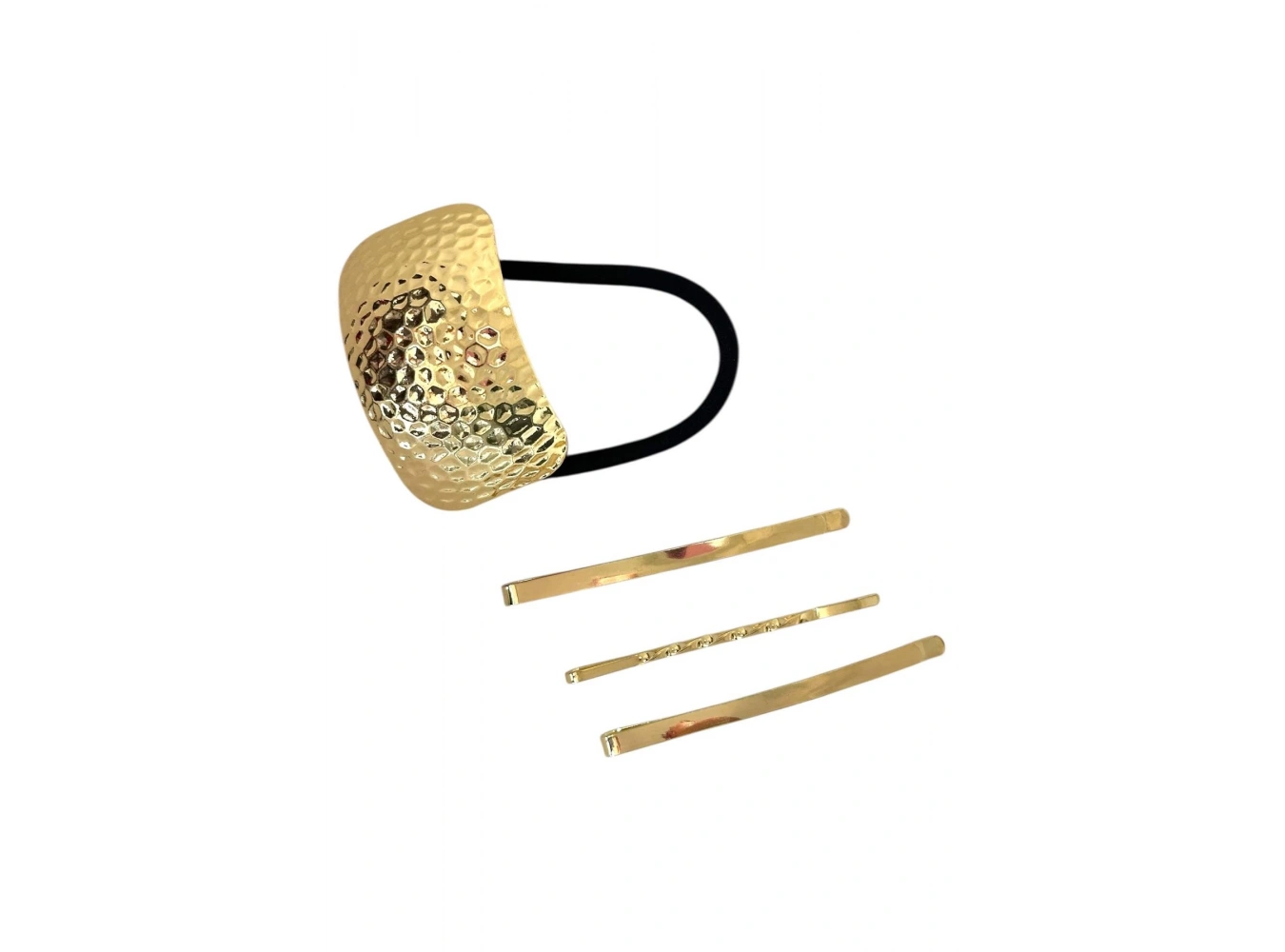 Altın Renk Metal Detaylı Lastik Ve Tel Toka Set