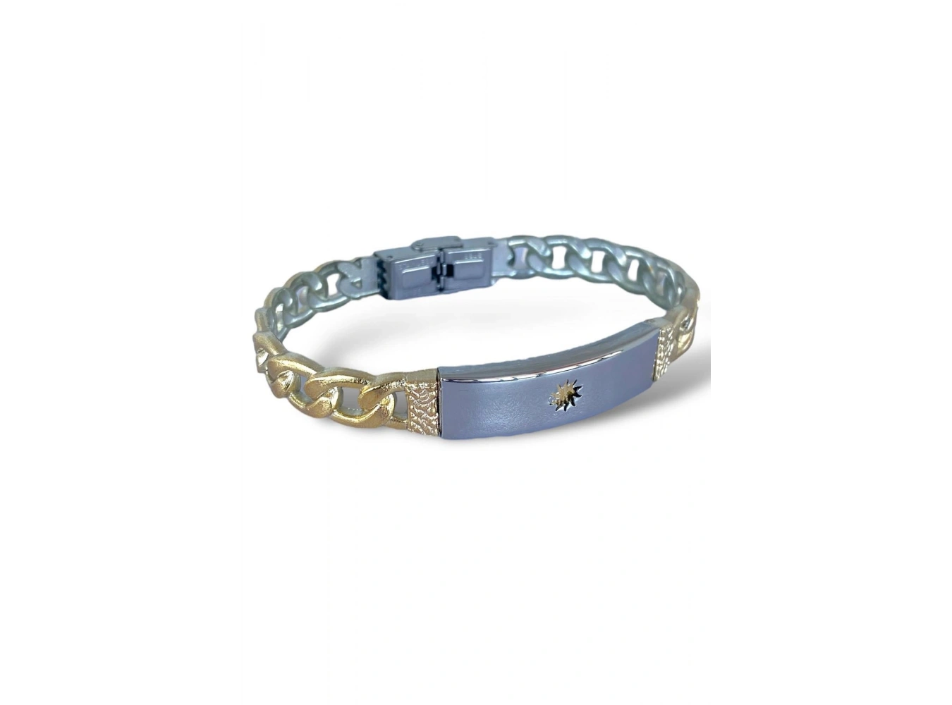 Altın Renk Metal Detaylı Yıldız Figürlü Çelik Erkek Bileklik