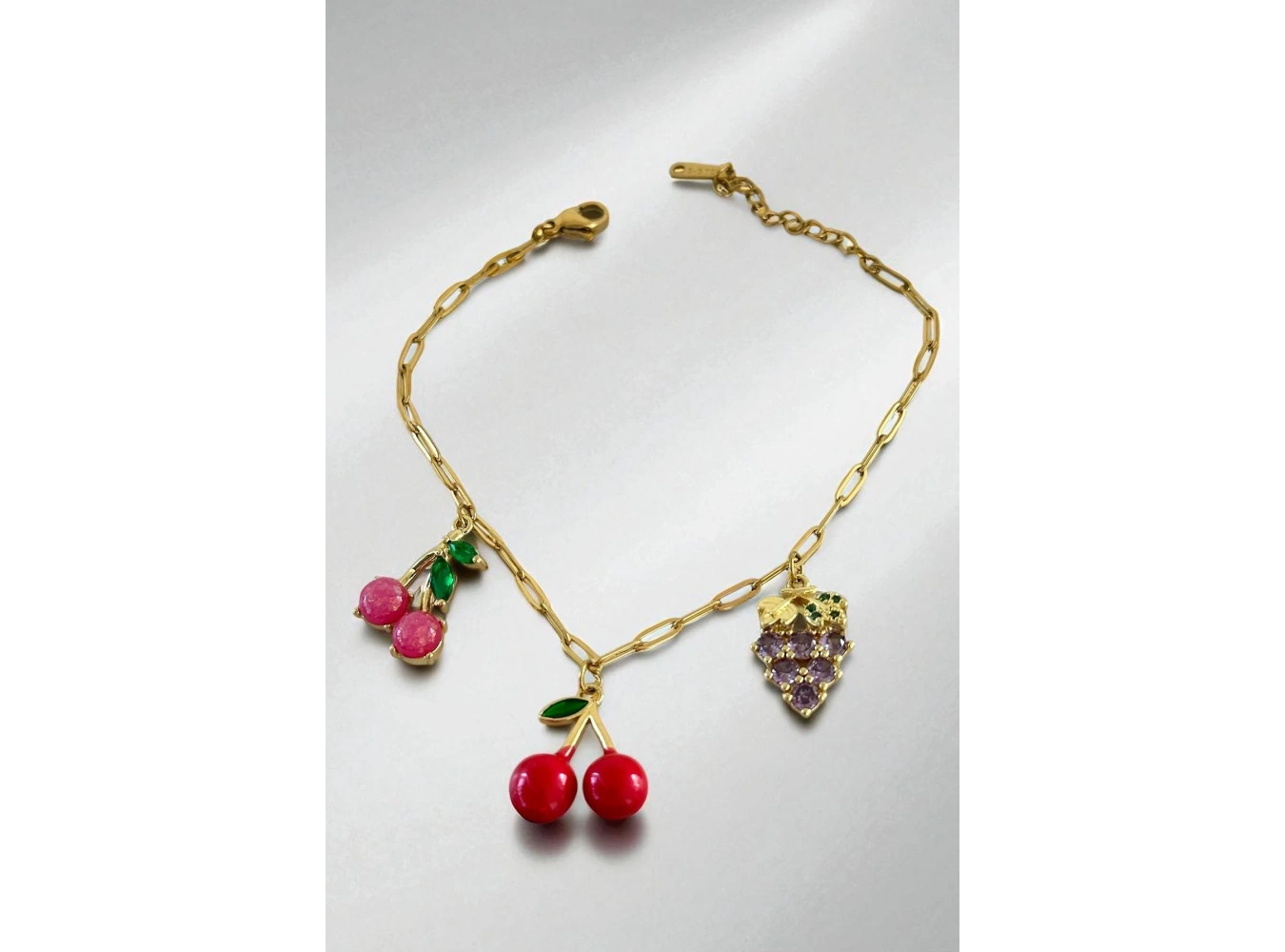 Altın Renk Meyve Figürlü Çelik Bileklik