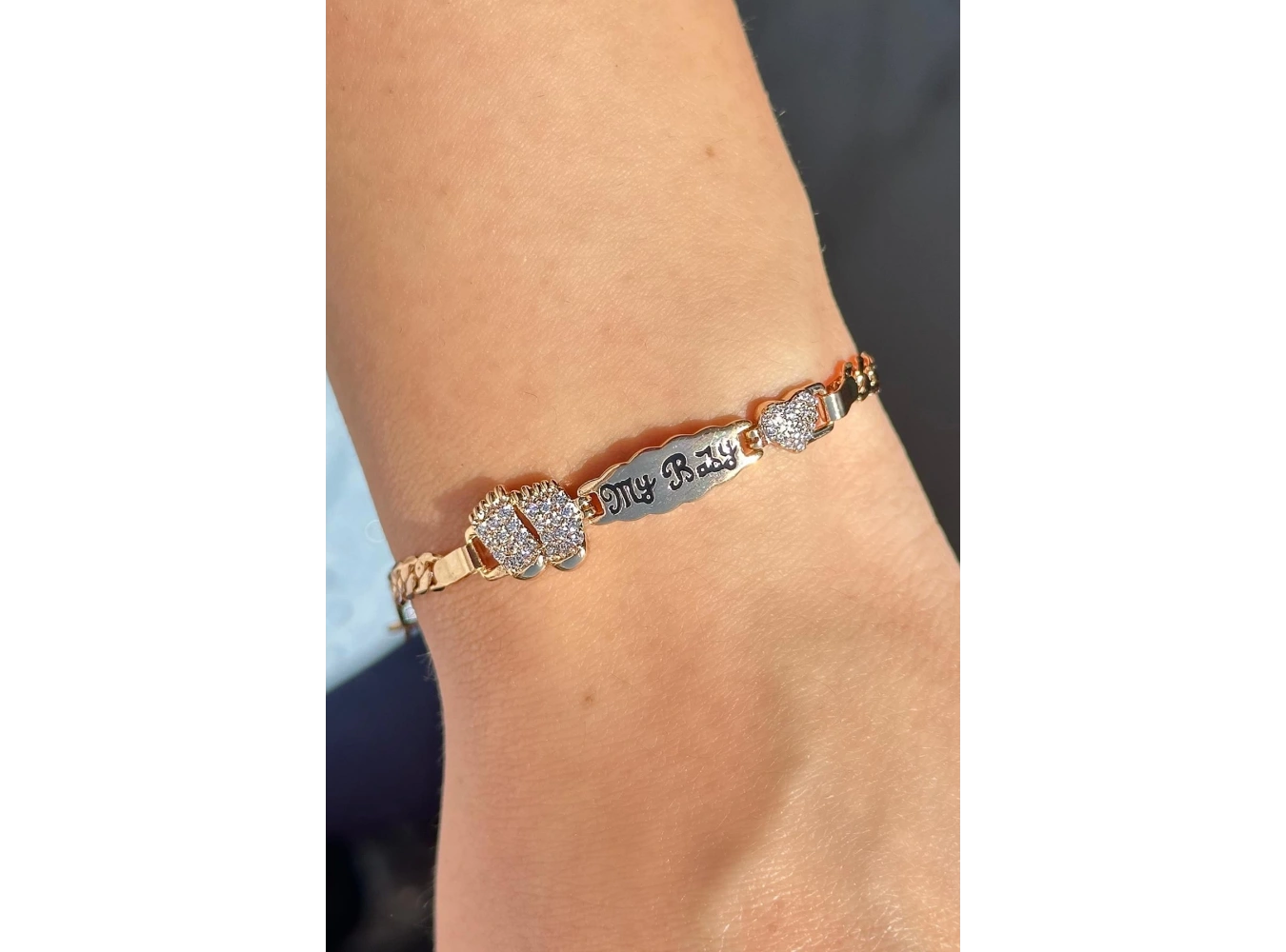 Altın Renk My Baby Yazılı Taş Detaylı Çelik Xuping VIP Bileklik