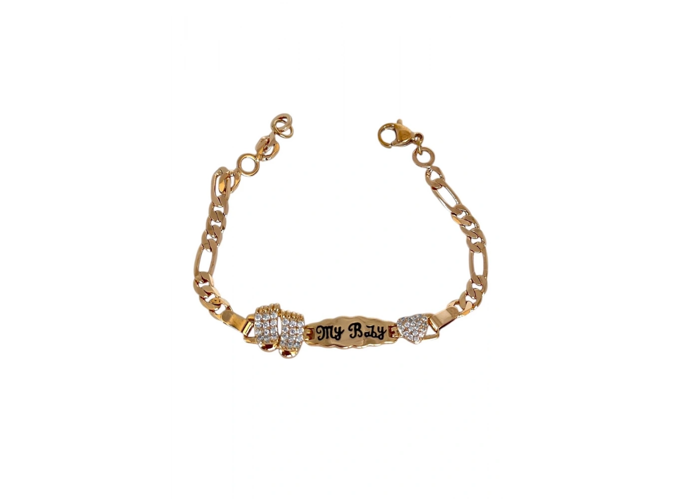 Altın Renk My Baby Yazılı Taş Detaylı Çelik Xuping VIP Bileklik