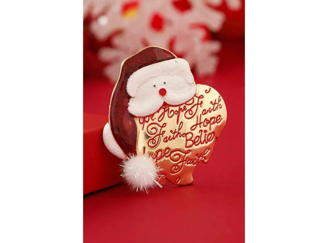 Altın Renk Noel Baba Figürlü Yılbaşı Temalı Broş