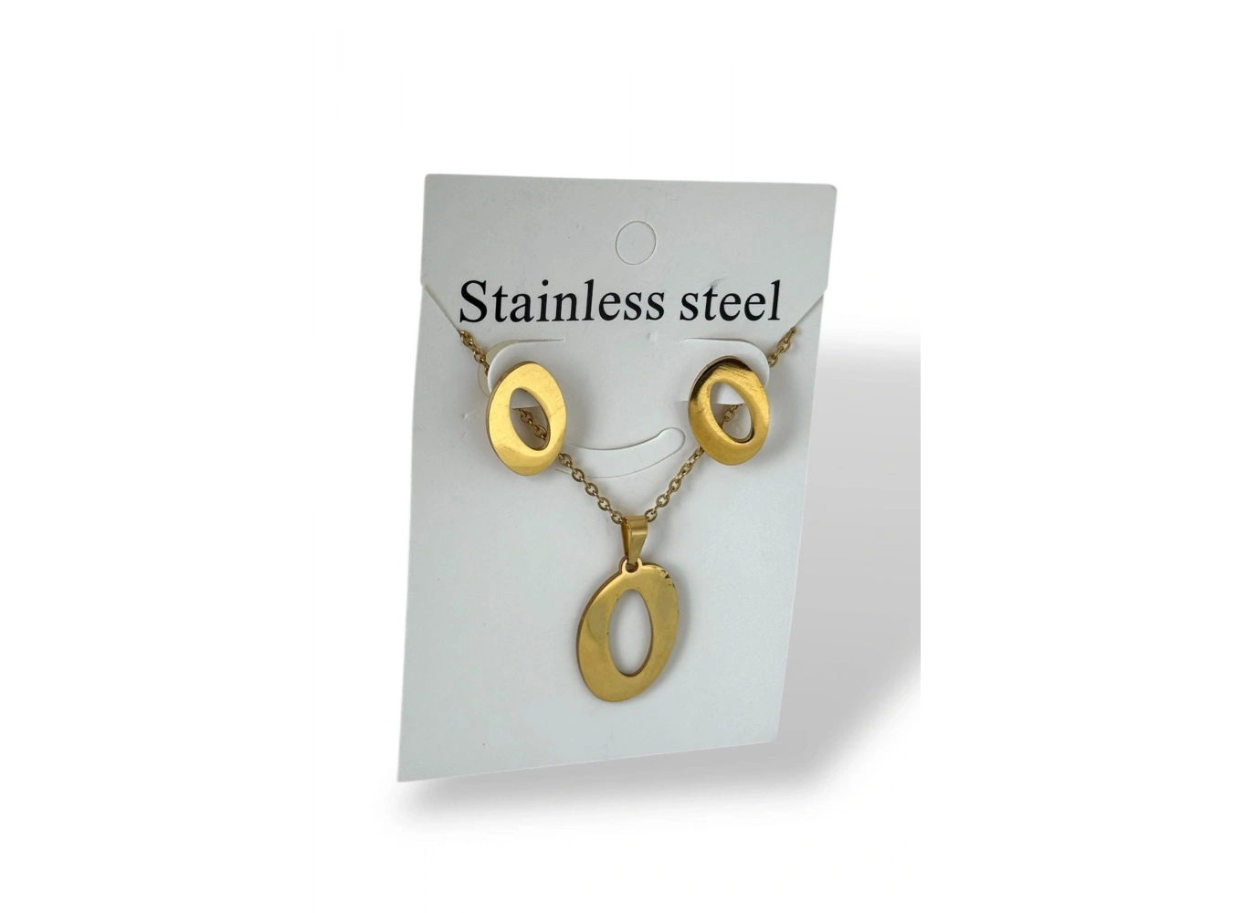 Altın Renk O Harfli Çelik Kolye Set