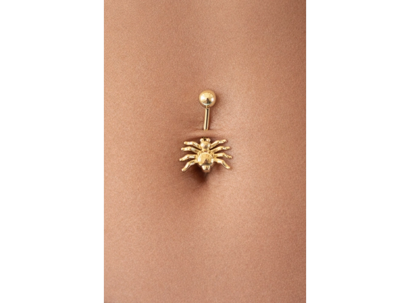 Altın Renk Örümcek Figürlü Cerrahi Çelik Göbek Piercing