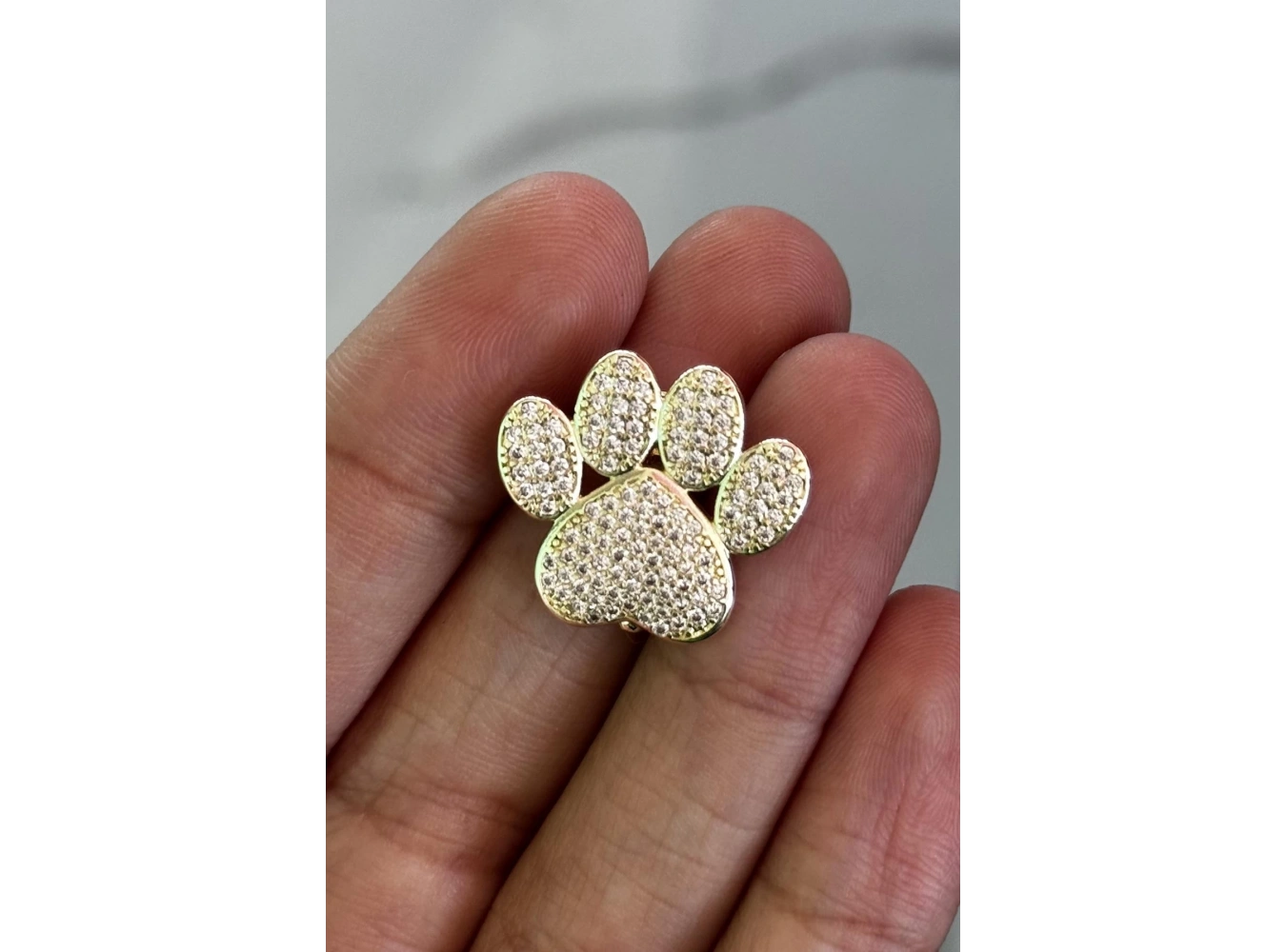 Altın Renk Pati Figürlü Taş Detaylı Ajda Charm / Kolye/ Bileklik Ucu