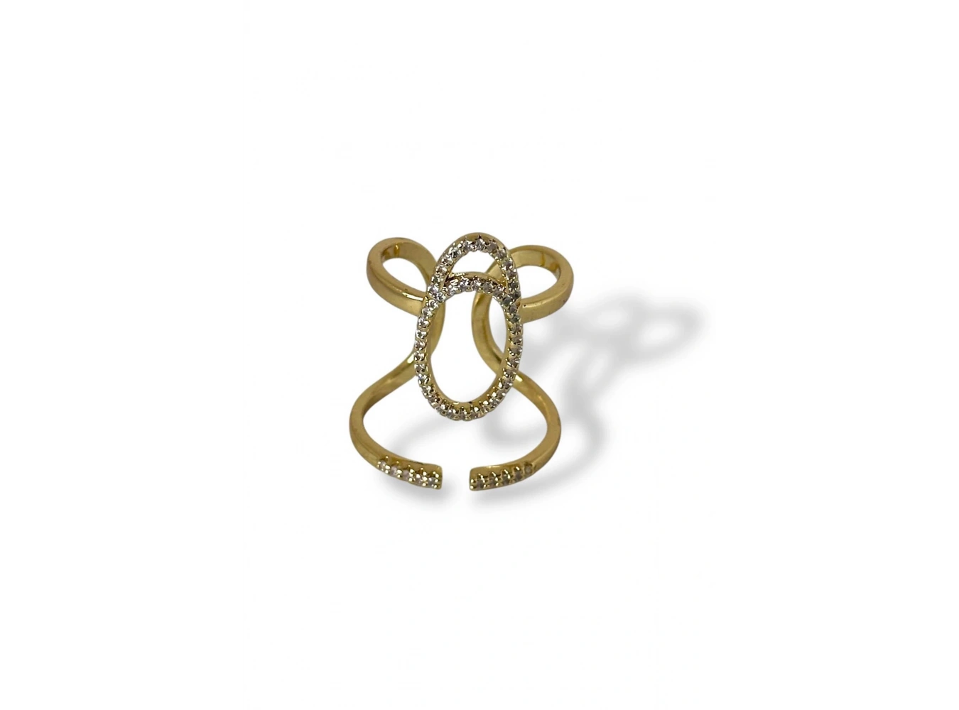 Altın Renk Pembe Taş Detaylı Ayarlanabilir Çelik Yüzük