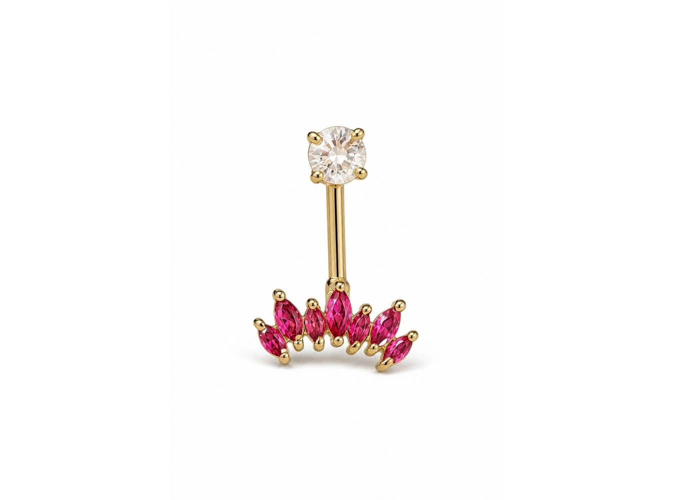 Altın Renk Pembe Taşlı Cerrahi Çelik Göbek Piercing