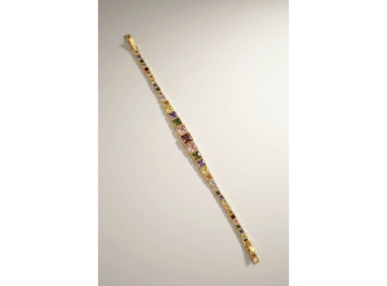 Altın Renk Renkli Taş Detaylı 14K Altın Kaplama CM Bileklik