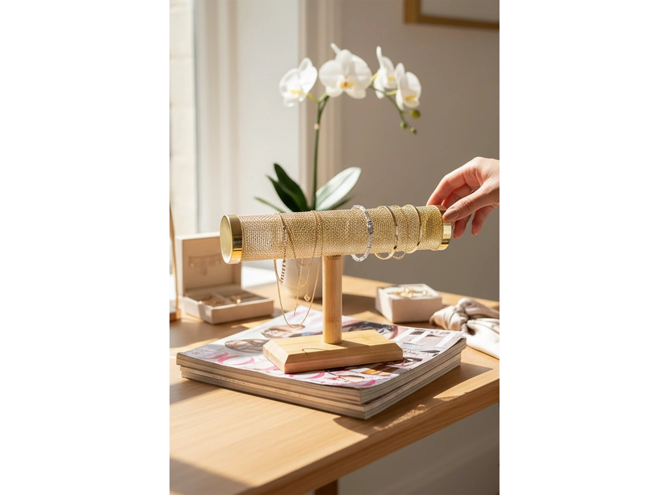 Altın Renk Saat/Bileklik Takı Standı