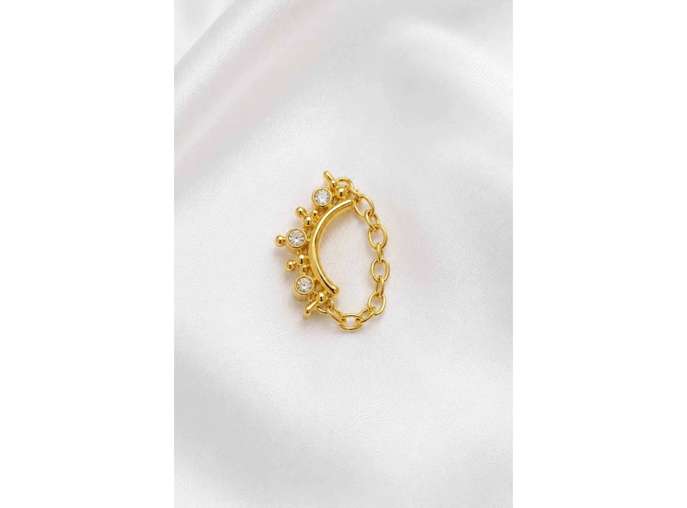 Altın Renk Sallantılı   Taşlı Cerrahi Çelik Tragus/Kıkırdak Küpe/Piercing (Tek)