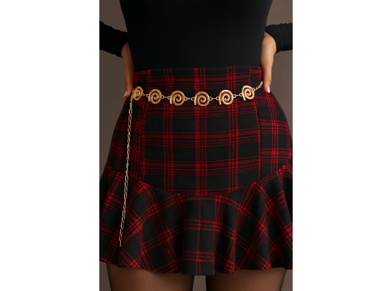 Altın Renk Salyangoz Figürlü Zincir Kemer