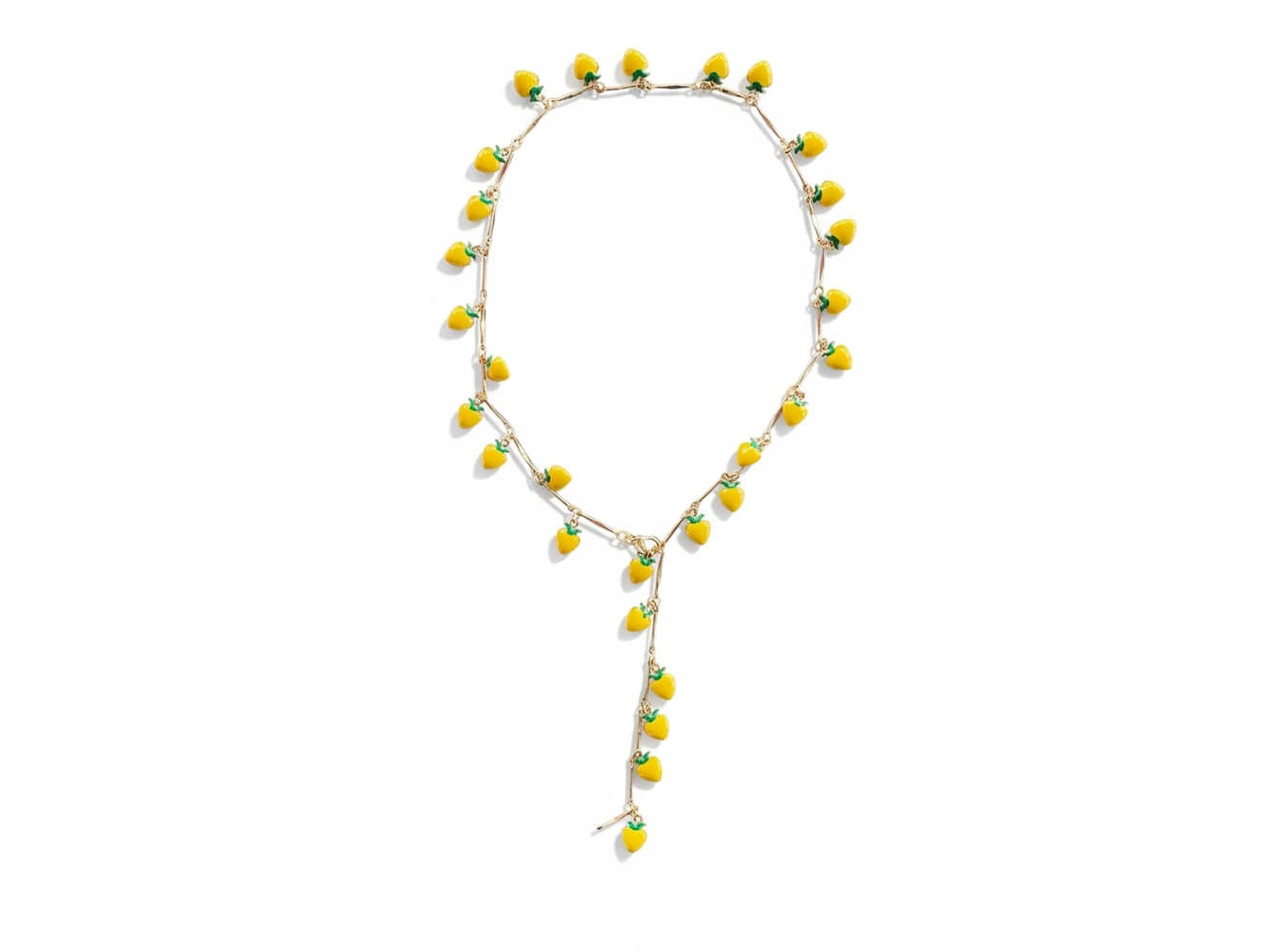 Altın Renk Sarı Kalp Figürlü Çelik Y Kolye