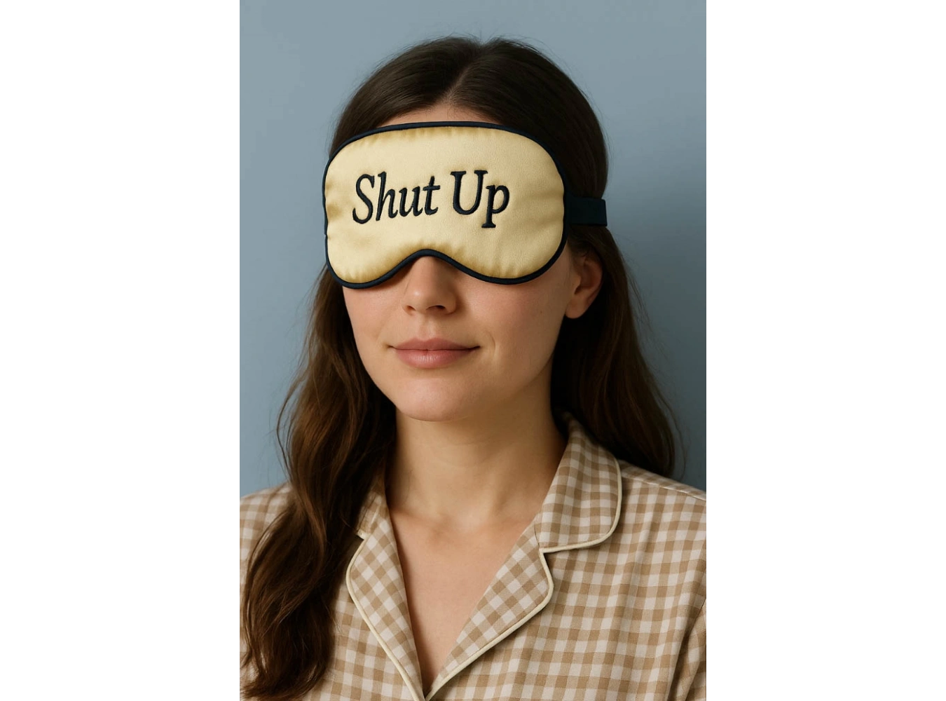 Altın Renk Shut Up Yazılı Saten Uyku Bandı