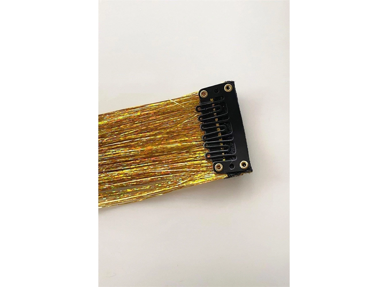 Altın Renk Simli Yan Çıtçıtlı Postiş Hair Tinsel Shiny Hair (50 CM)