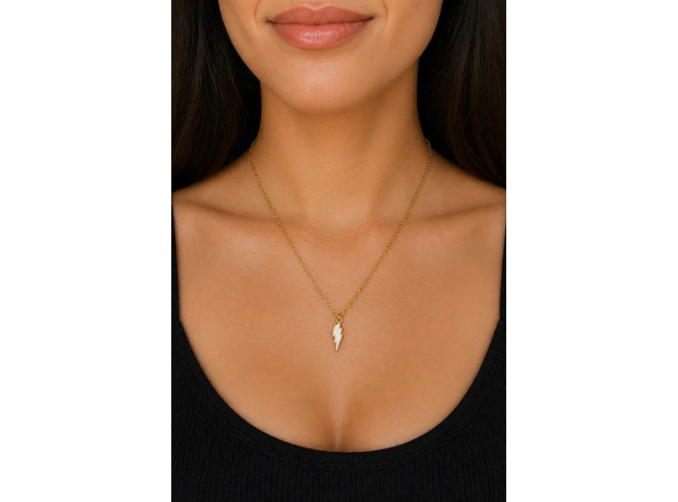 Altın Renk Şimşek Figürlü Çelik Kolye