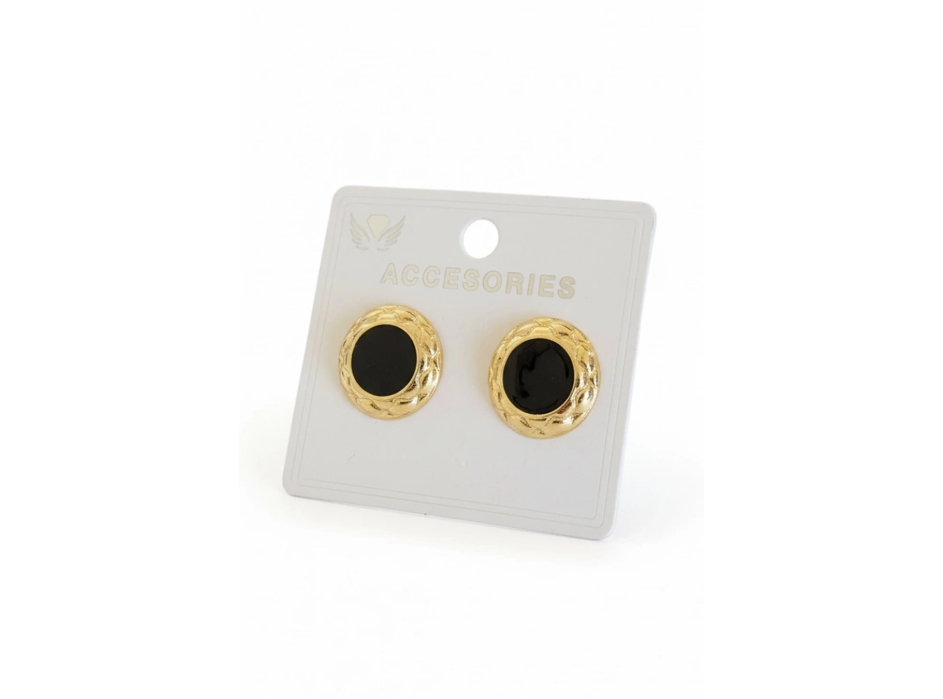 Altın Renk Siyah Mineli Küpe (Çift)