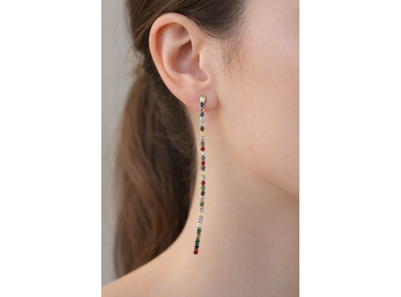 Altın Renk Su Yolu Taş Detaylı 14K Altın Kaplama Tx Küpe (Çift)