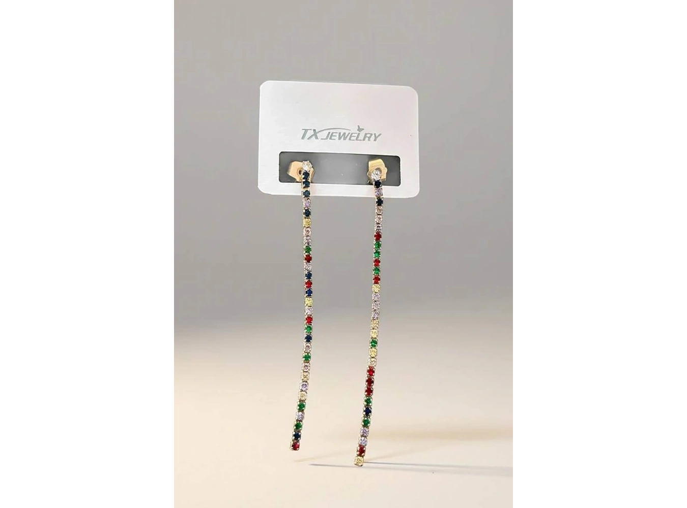 Altın Renk Su Yolu Taş Detaylı 14K Altın Kaplama Tx Küpe (Çift)