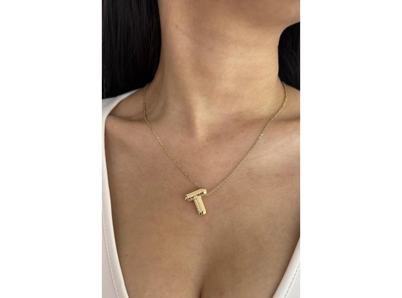 Altın Renk T Harf Balon Kolye