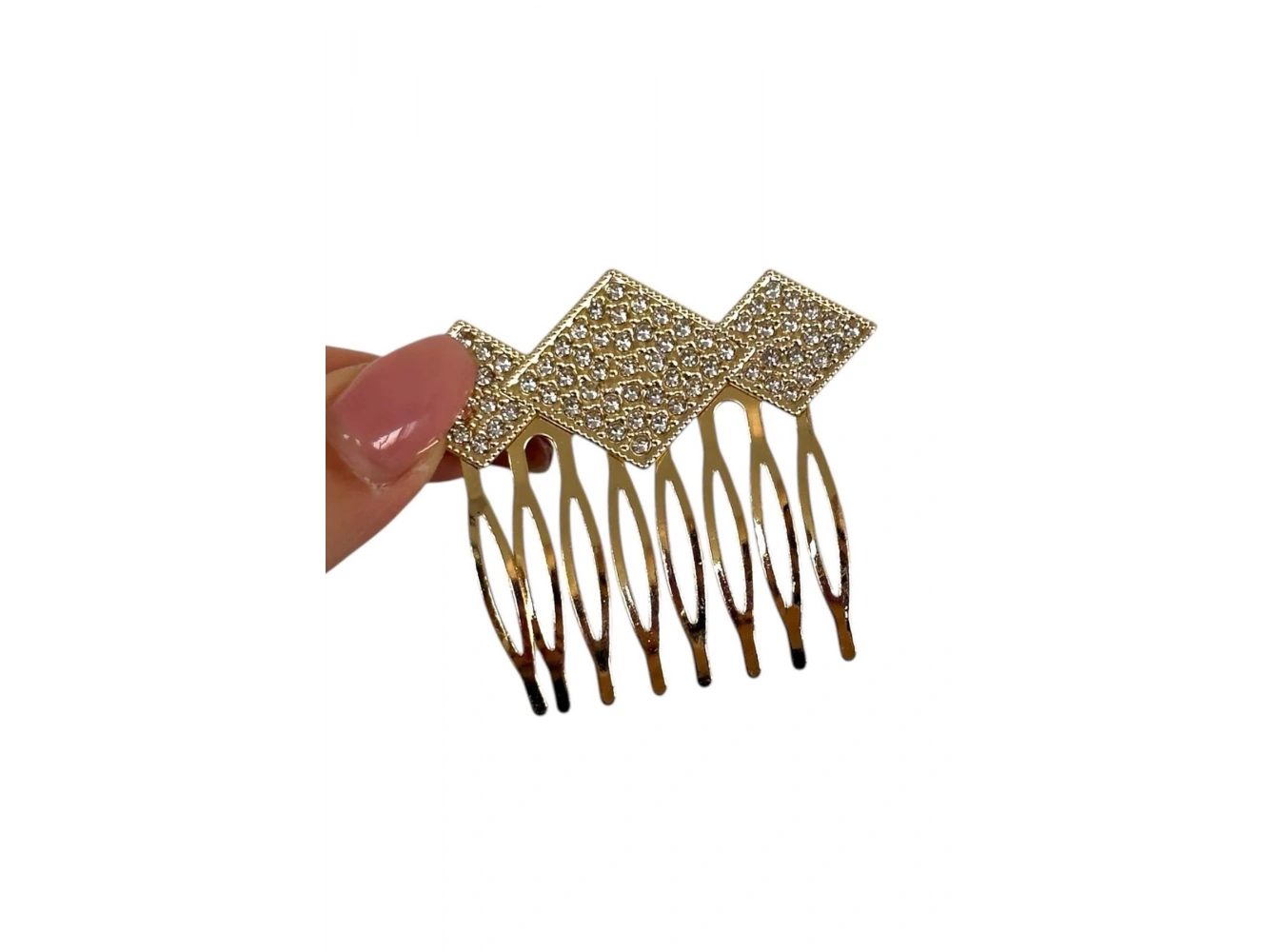 Altın Renk Taraklı Taş Detaylı Topuz Tokası