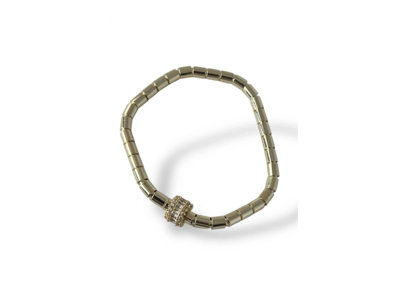 Altın Renk Taş Detaylı 14K Altın Kaplama Bileklik